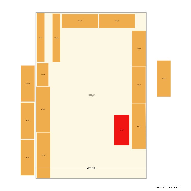 entrepot. Plan de 1 pièce et 119 m2