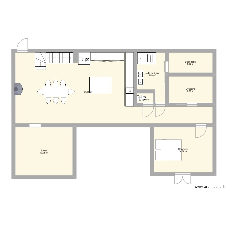 Bournan. Plan de 7 pièces et 104 m2