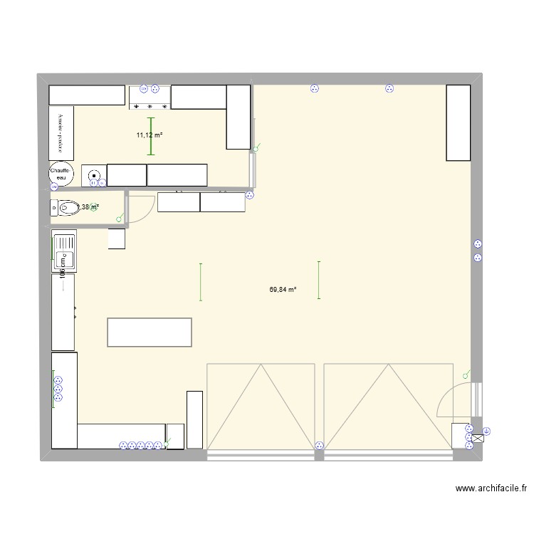  atelier ELECTRICITE. Plan de 3 pièces et 82 m2