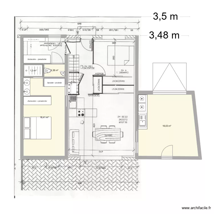 option chambre garage. Plan de 4  et 37 m²