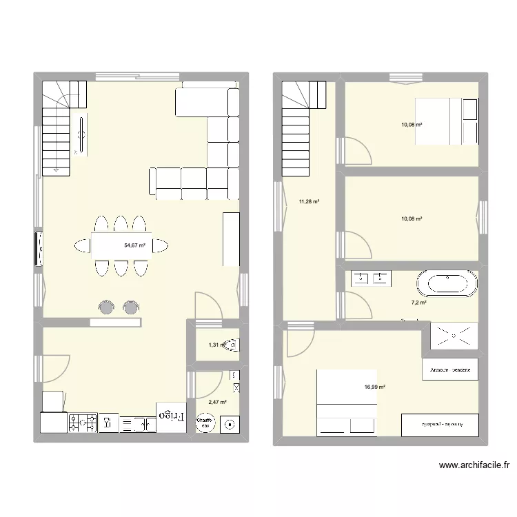 Grange 1.1. Plan de 8  et 114 m²