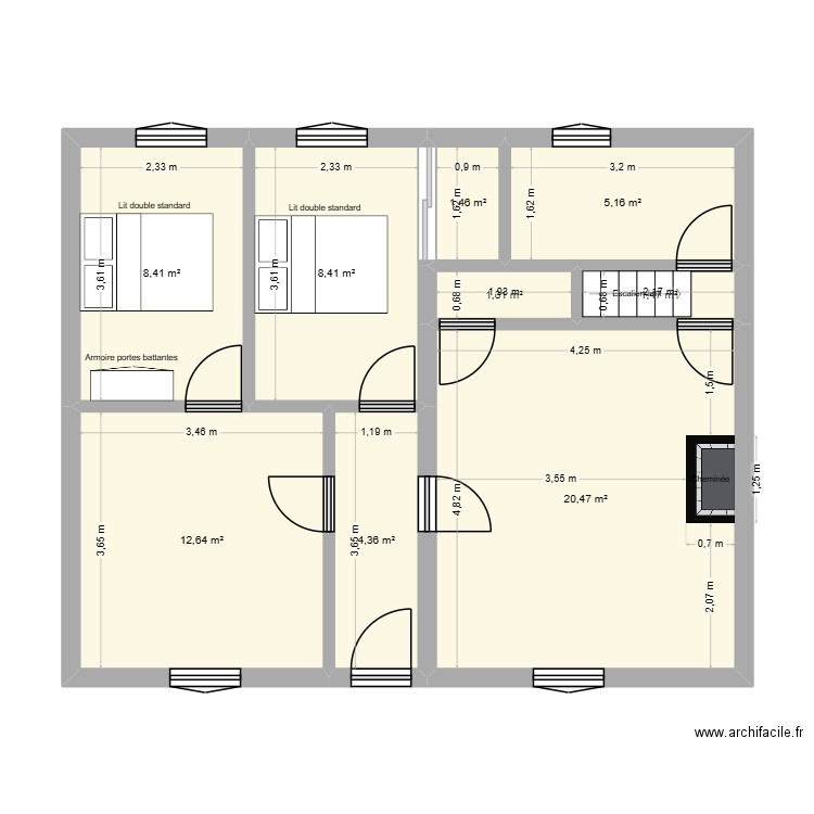PLAN 1. Plan de 9 pièces et 64 m2