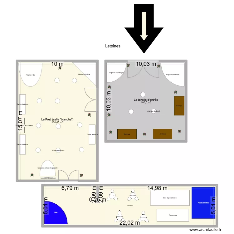 plan soir&eacute;e Assia. Plan de 