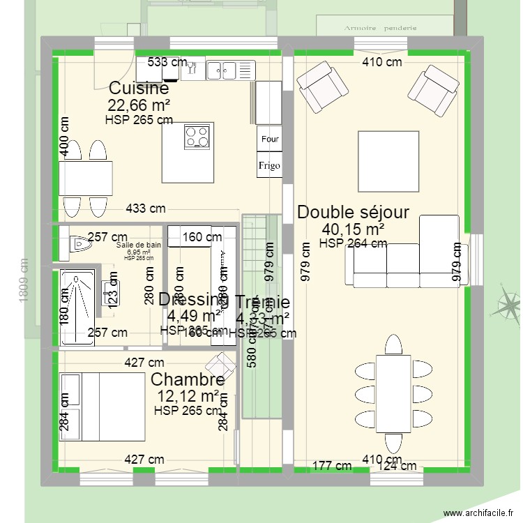 nonorgues v.Marie meublee. Plan de 17 pièces et 194 m2