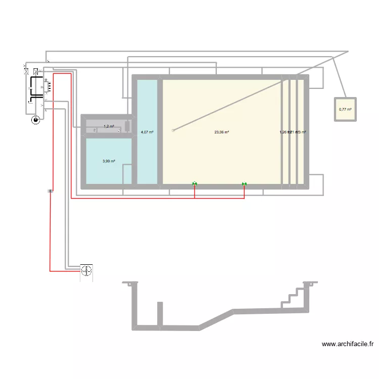 PISCINA PEDRO. Plan de 8 pièces et 37 m²