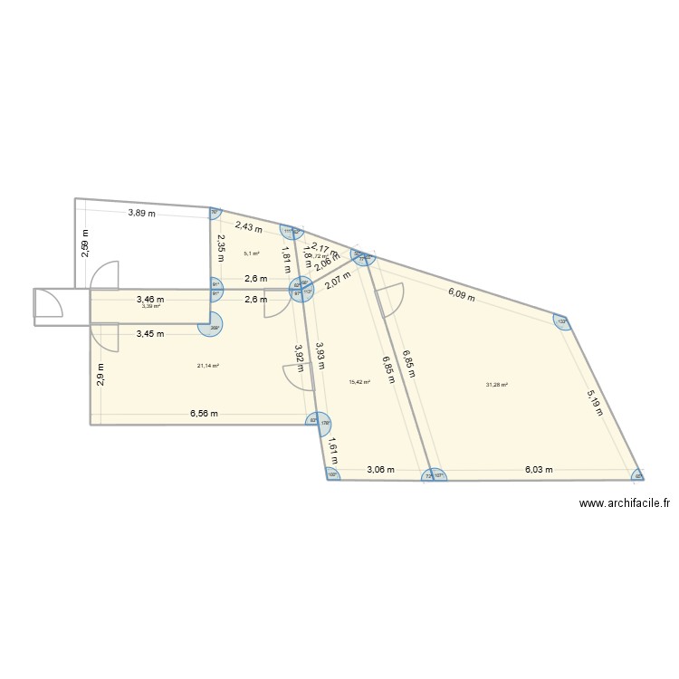 Versailles 51. Plan de 6 pièces et 78 m2