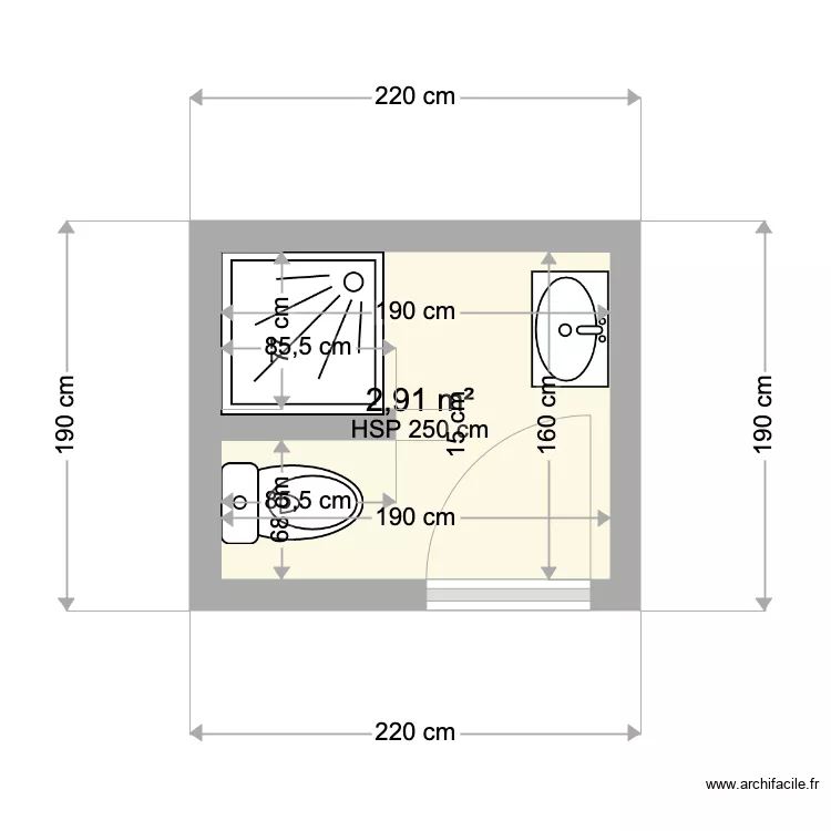 Pablo. Plan de 1  et 3 m²