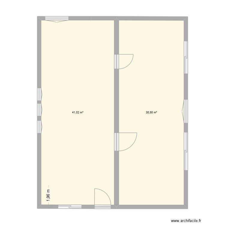 digne r+1 vierge. Plan de 2 pièces et 78 m2