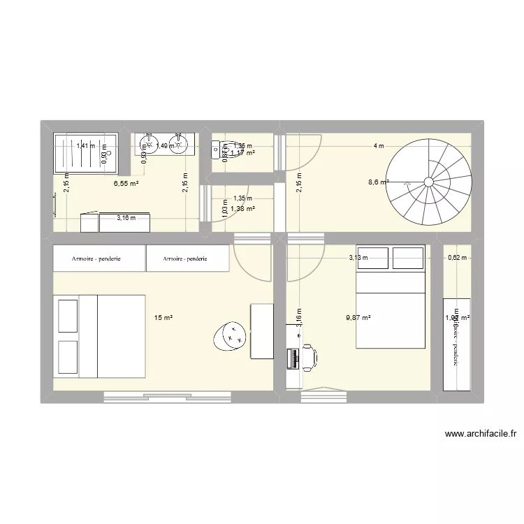rompon 1. Plan de 6 pièces et 45 m² rompon 1. Plan de 6 pièces et 45 m²