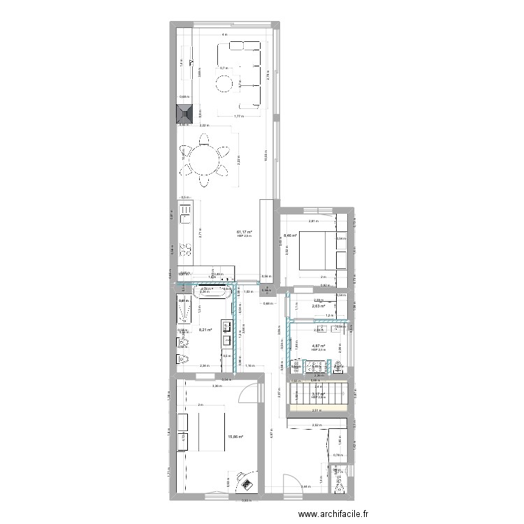 st michel vfinale. Plan de 7 pièces et 104 m2