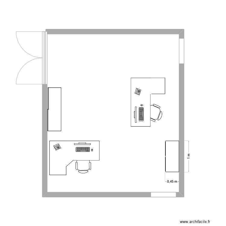 Bureau 4 double. Plan de 0 pièce et 0 m2