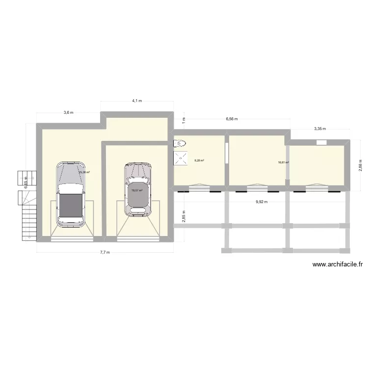 Plan R-1 villa BAOU 1. Plan de 4  et 68 m²