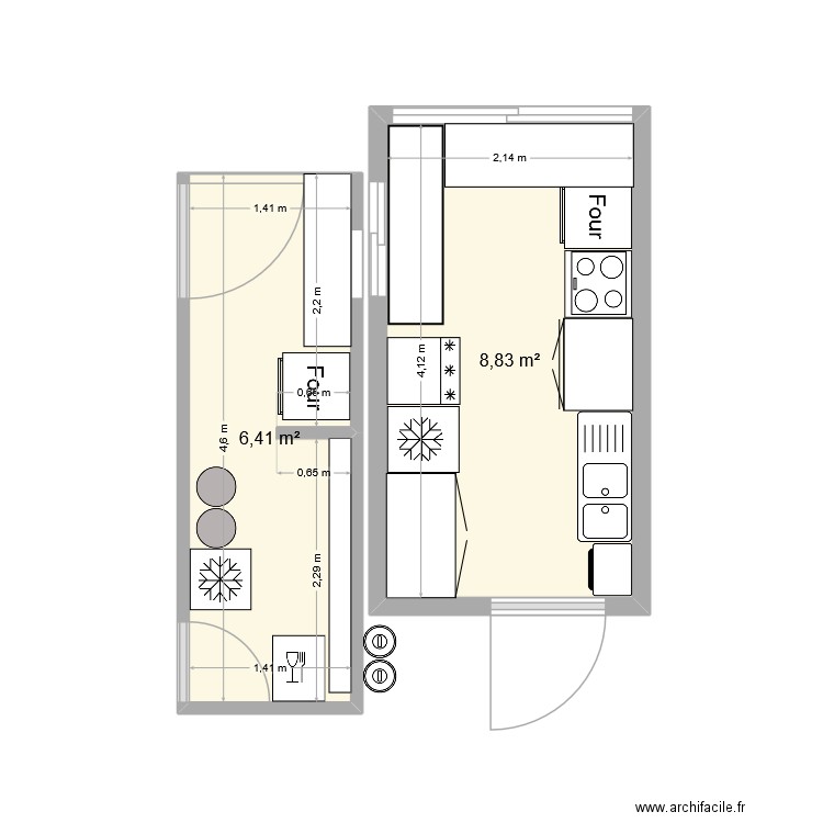cuisine algeco ardeche. Plan de 2 pièces et 15 m2
