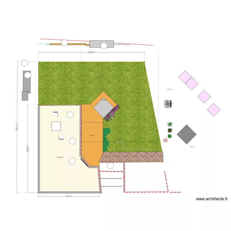 terrasses v10b. Plan de 1 et 34 m² terrasses v10b. Plan de 1 et 34 m²
