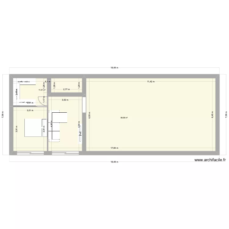 PRJET AGRNDISSEMENT MARS 2026. Plan de 2  et 111 m²
