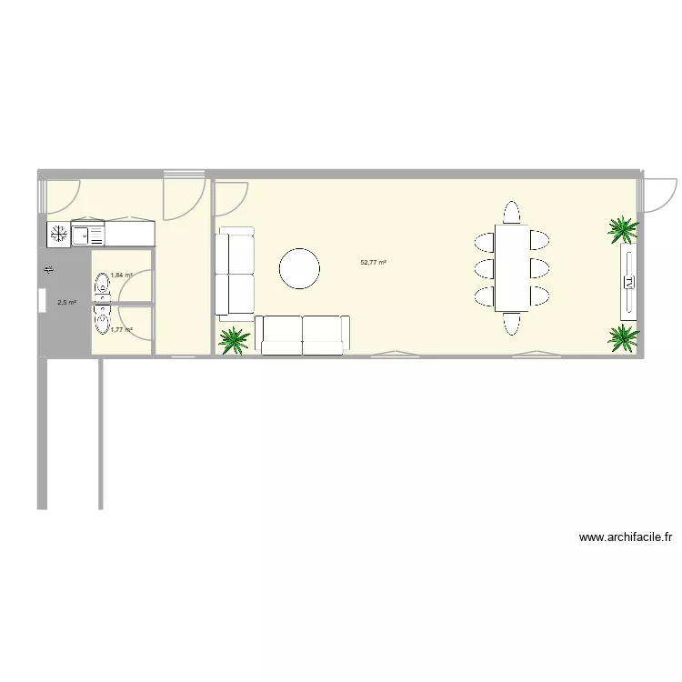 bureau presta. Plan de 4  et 59 m²