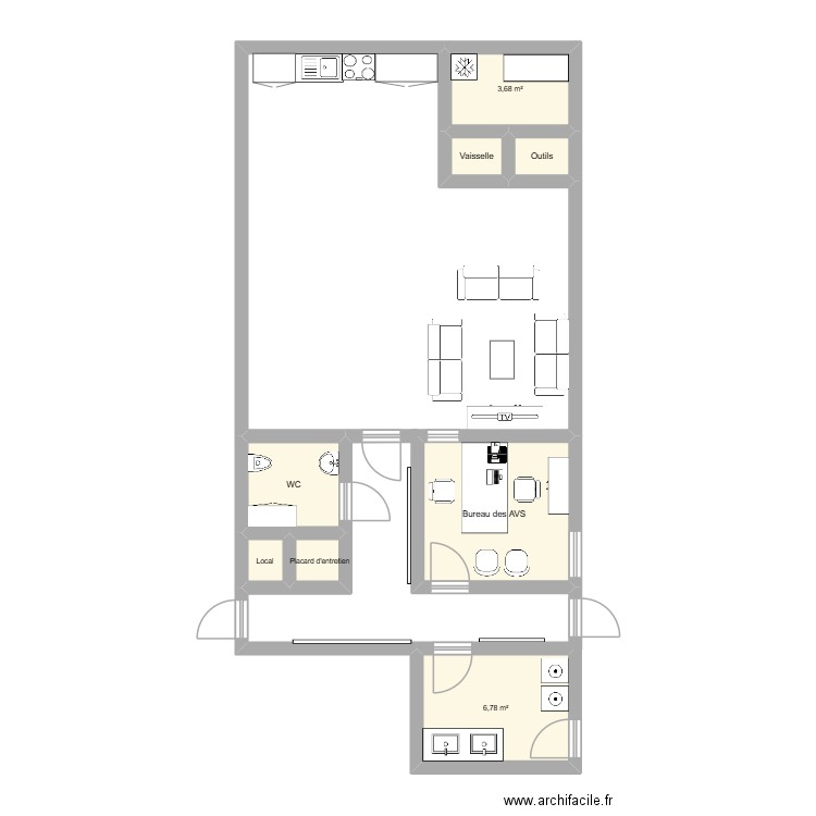 Résidence. Plan de 8 pièces et 26 m2