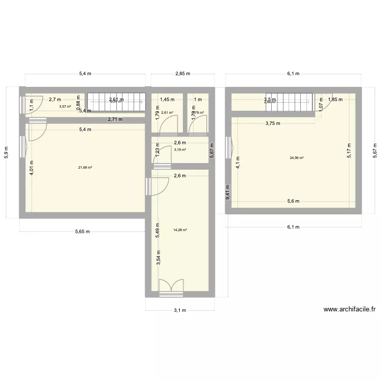 Barsac 1. Plan de 9  et 77 m²