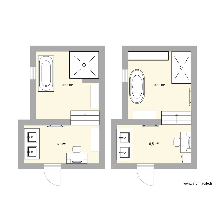 Salle de bain. Plan de 4 pièces et 32 m2