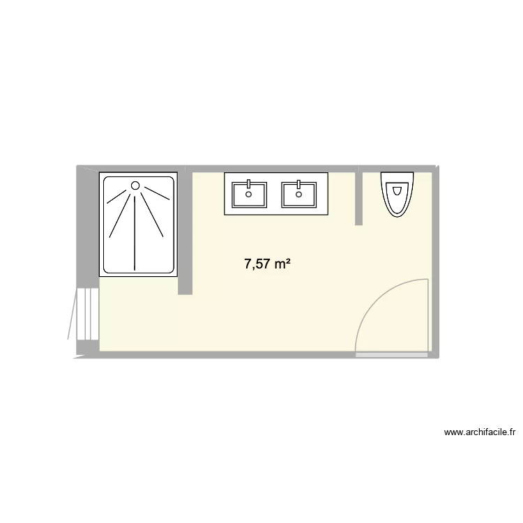 SDB suite. Plan de 1 Pièce et 8 m²