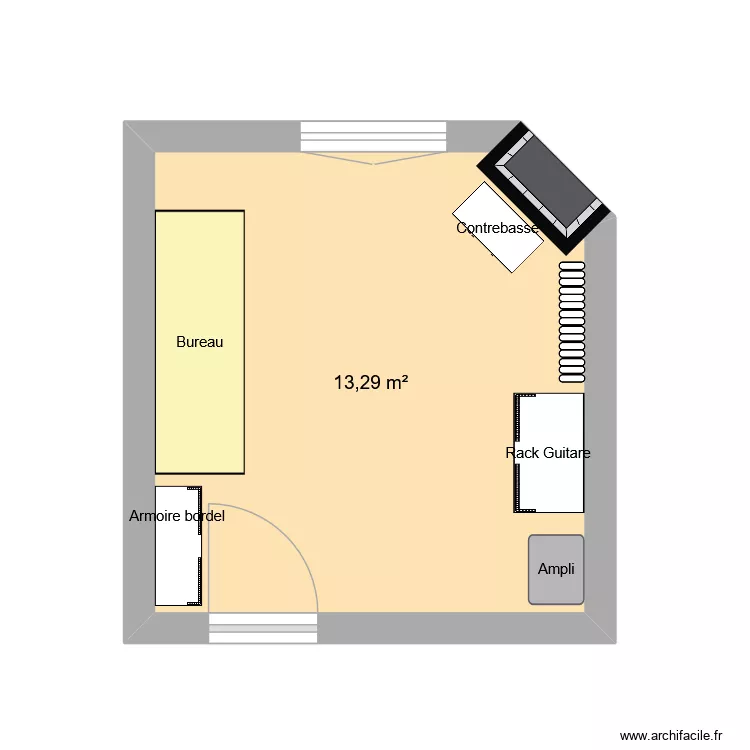Bureau. Plan de 1 et 13 m² Bureau. Plan de 1 et 13 m²