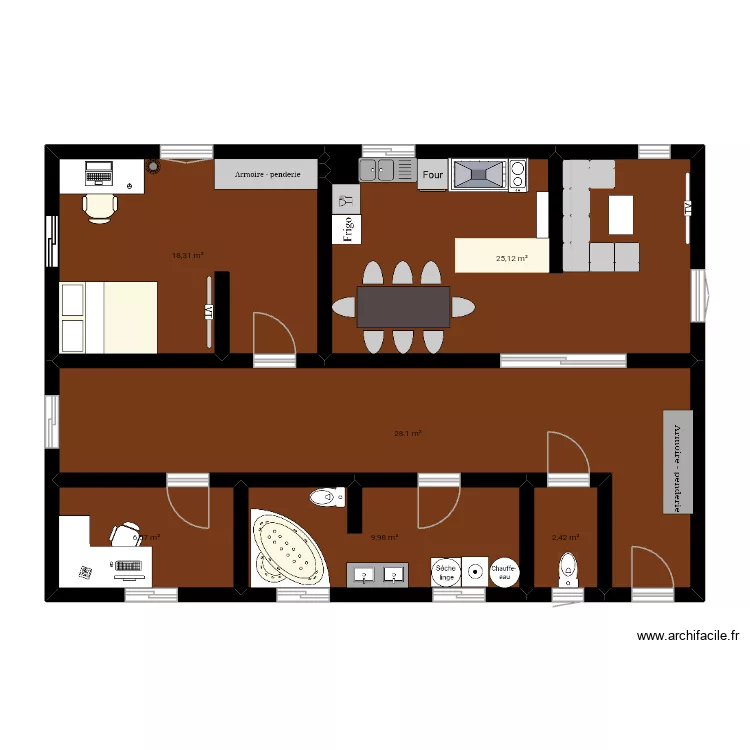 Projet A. Plan de 6  et 91 m²