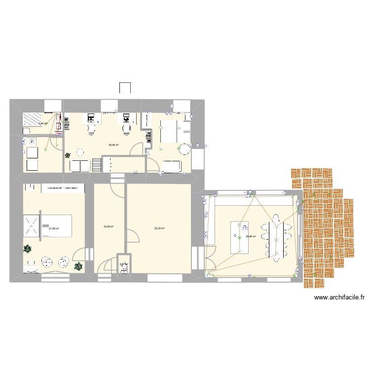 Longère - Coin Bureau. Plan de 0 pièce et 0 m2
