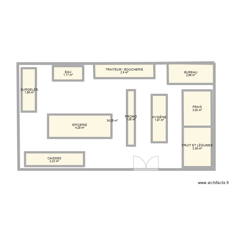 Plan d'intermarché. Plan de 11 pièces et 82 m2
