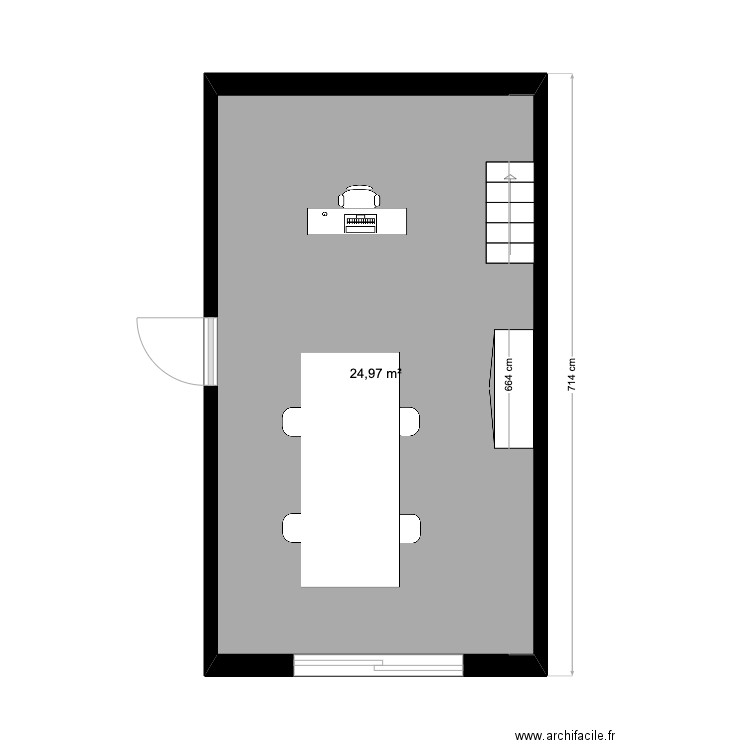 BUREAU. Plan de 1 pièce et 25 m2