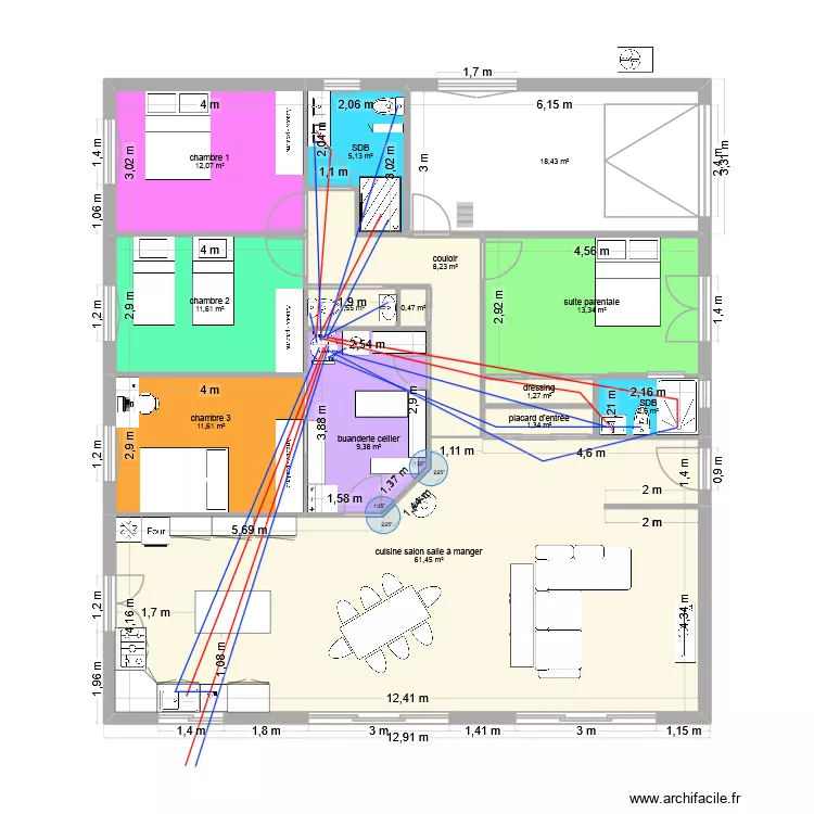 plan 6 plomberie. Plan de 14  et 158 m²