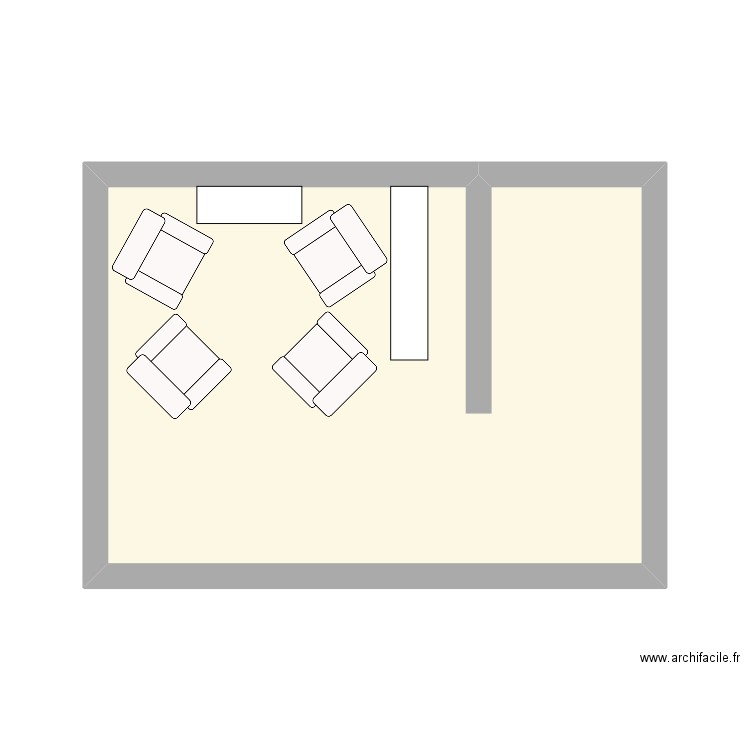fauteuils. Plan de 1 pièce et 22 m2