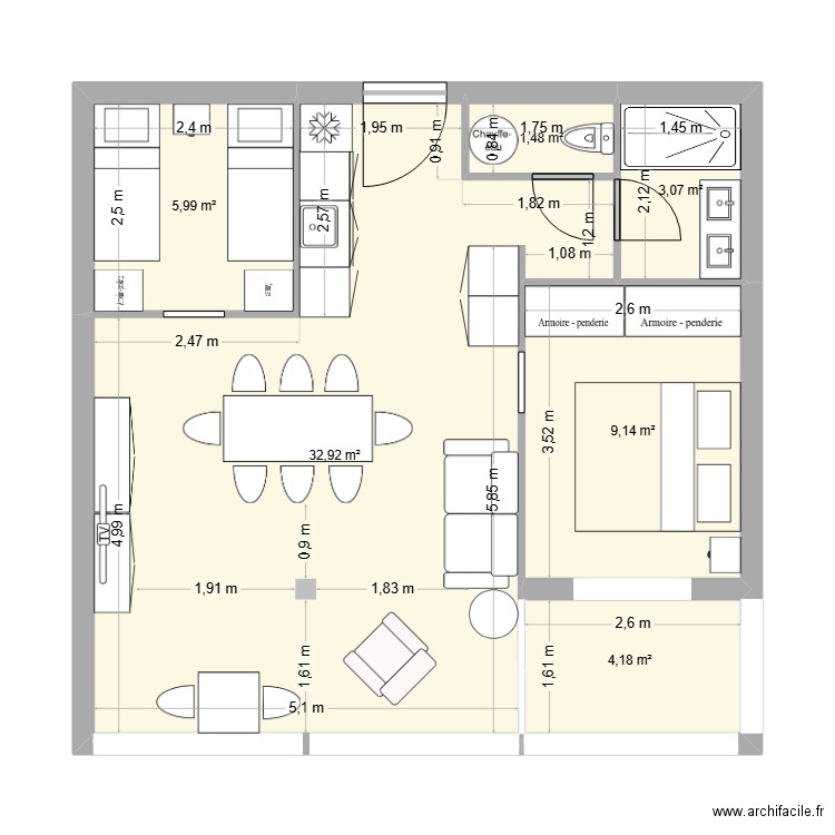 ROSAS. Plan de 6 pièces et 56 m2