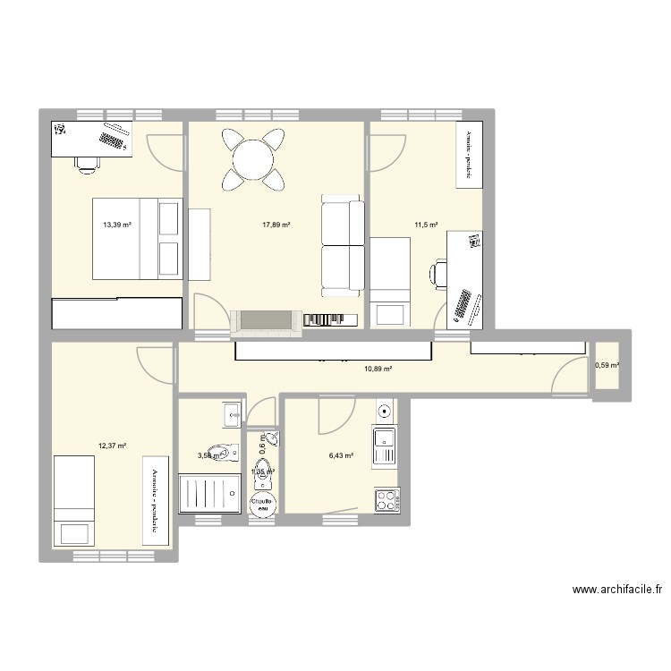 15eme meuble. Plan de 9 pièces et 78 m2