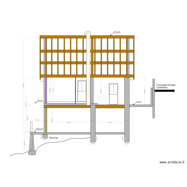 Coupe transversale projet. Plan de 0 pièce et 0 m2