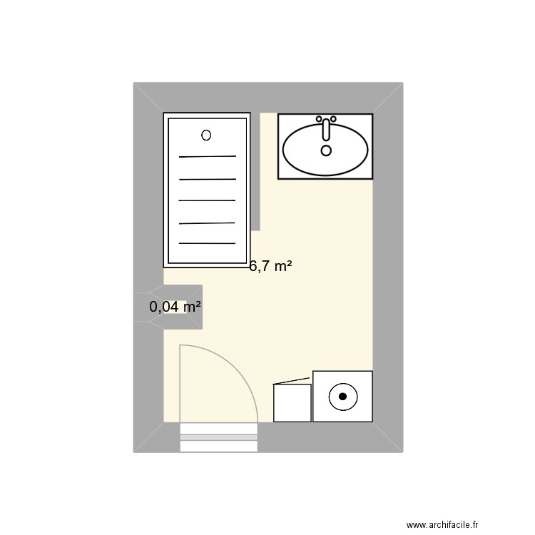 Salle de bain. Plan de 2 pièces et 7 m2