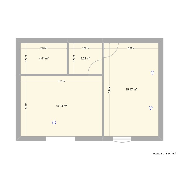 extension loft. Plan de 4 pièces et 47 m2