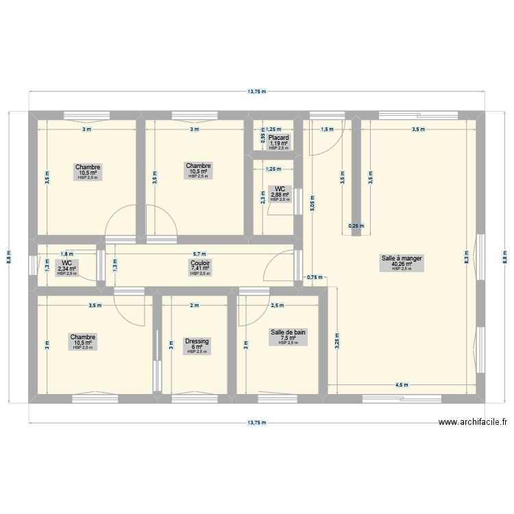 Location. Plan de 10 pièces et 99 m2