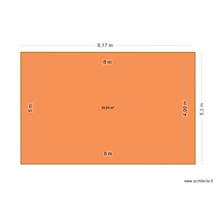 aaaab. Plan de 1 pièce et 40 m2