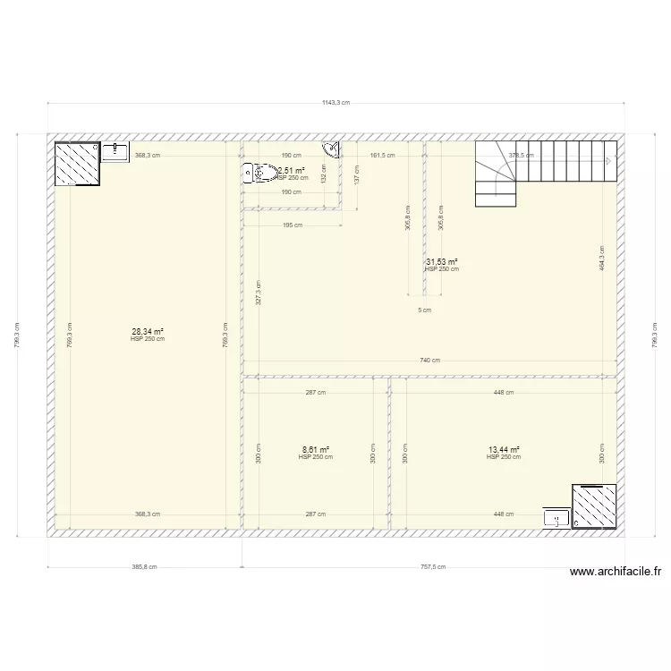esnault. Plan de 5 pièces et 84 m²