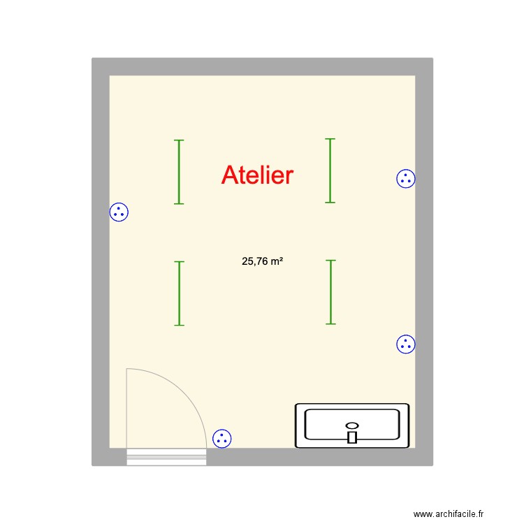 Atelier Commeire 42C. Plan de 1 pièce et 26 m2