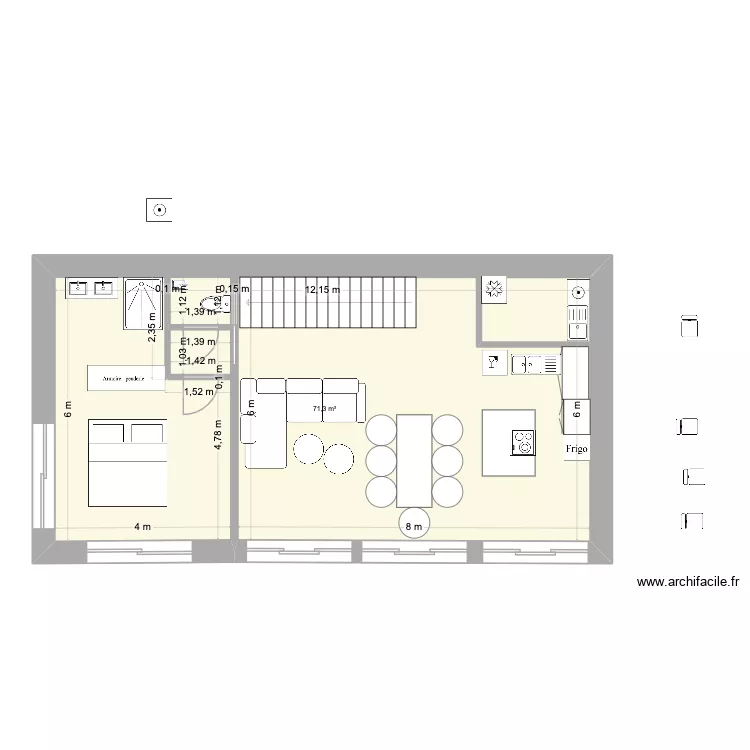 projet V2 mars 2026. Plan de 1  et 71 m²