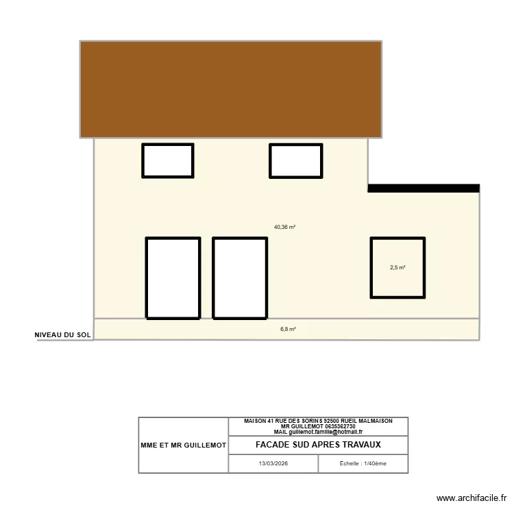 SORIN FACADE SUD NOEMIE/XAVIER. Plan de 8  et 90 m²