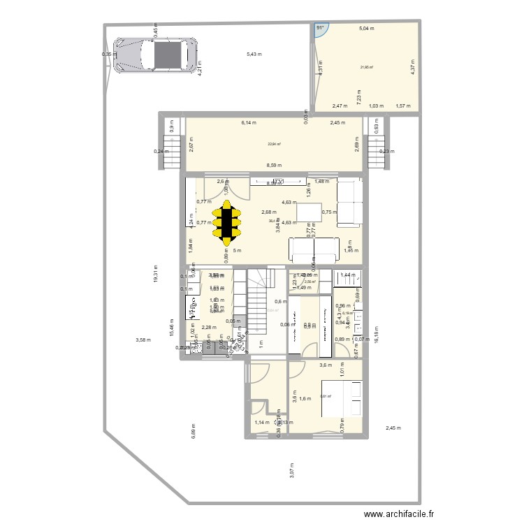 augier agrandissement 1. Plan de 21 pièces et 256 m2