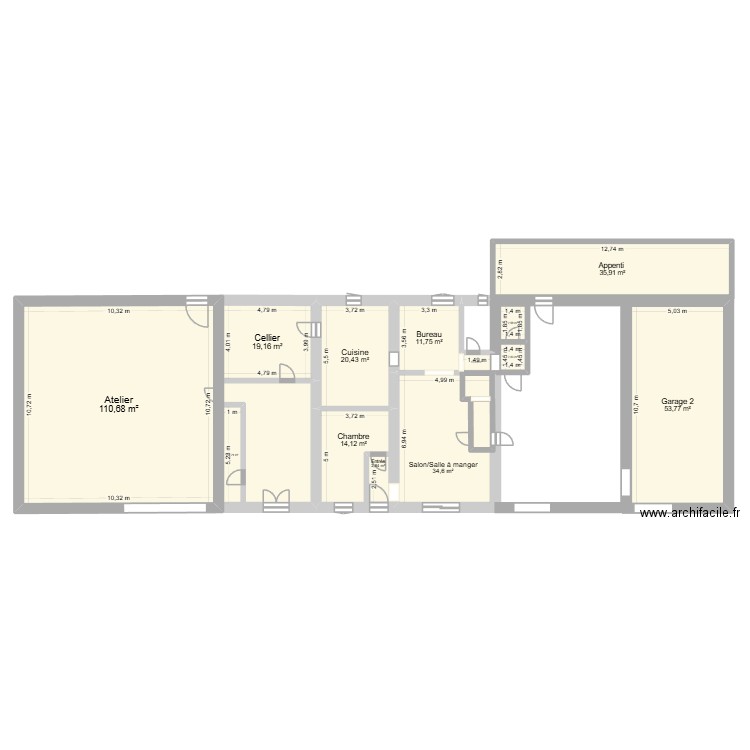 moussanguy 1. Plan de 13 pièces et 319 m2