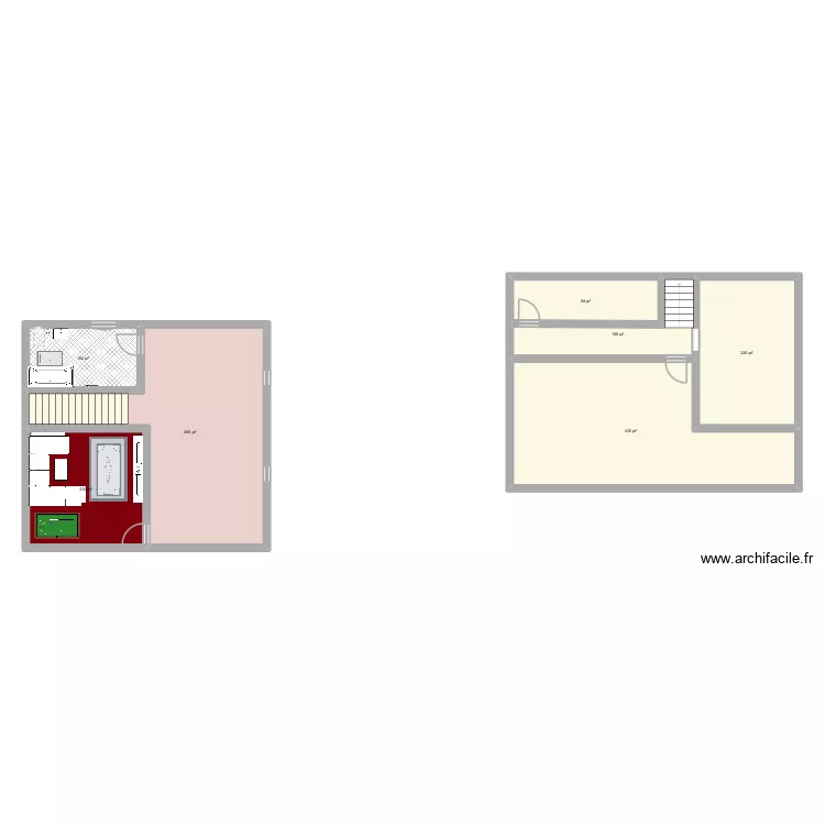 Maison. Plan de 7  et 150 m²