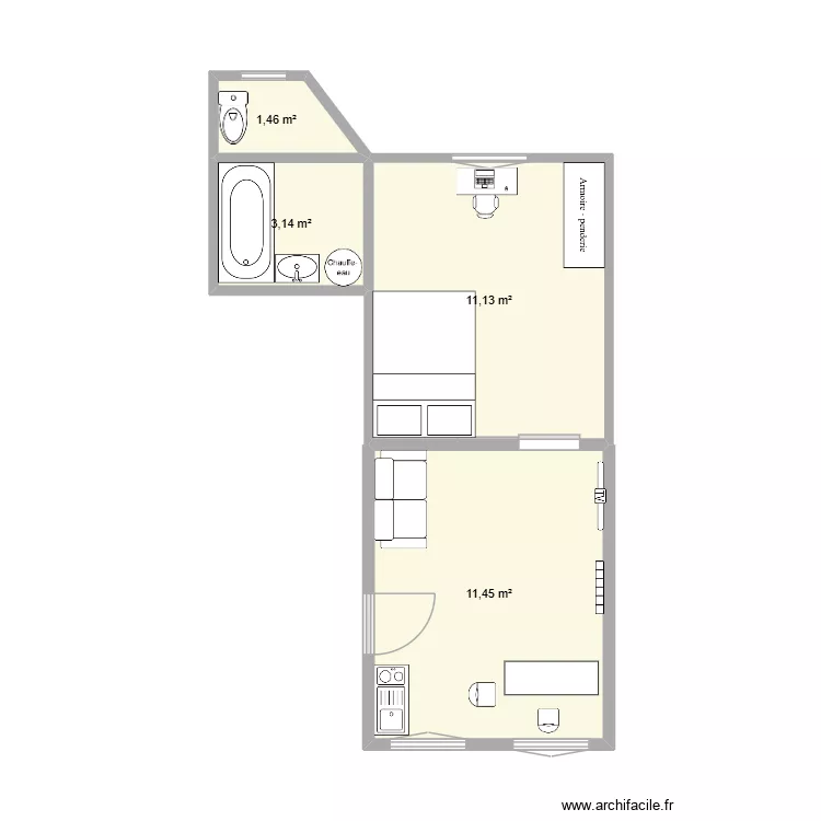 AMIENS T1 EN T2. Plan de 4  et 27 m²