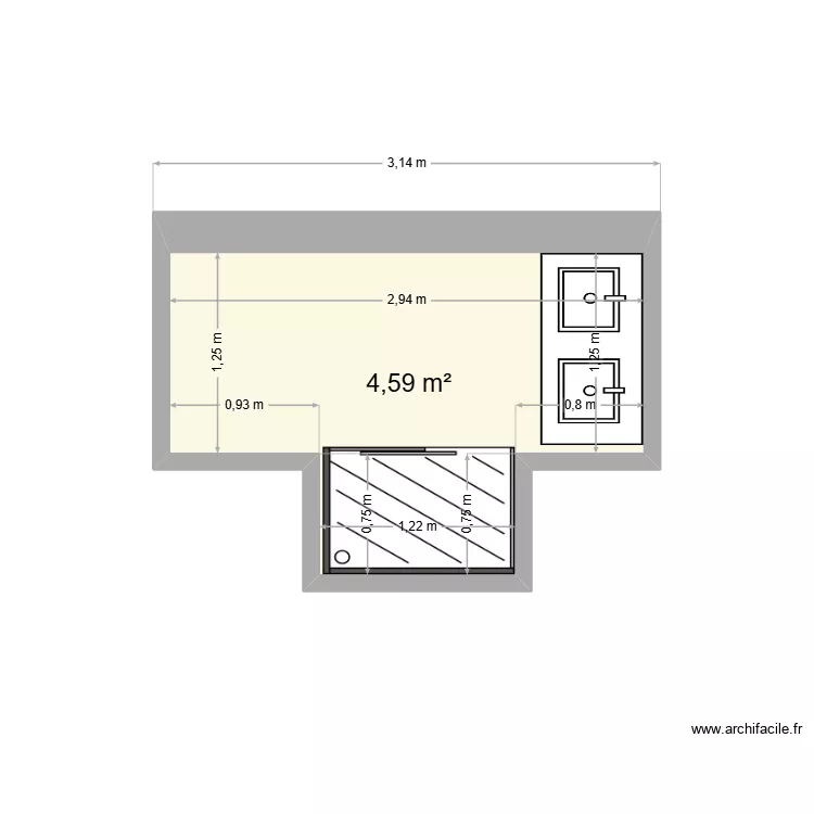 Salle de bain version BIS. Plan de 