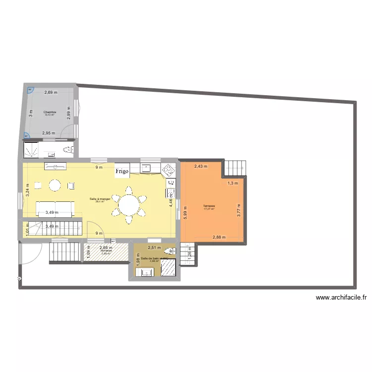 Pi&egrave;ce a Vivre 1 Etage Seixas. Plan de 