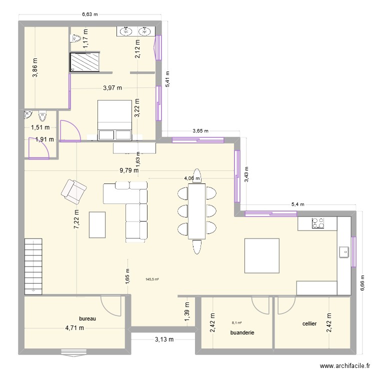 projet maison Sauzet 5 avec étage. Plan de 2 pièces et 154 m2