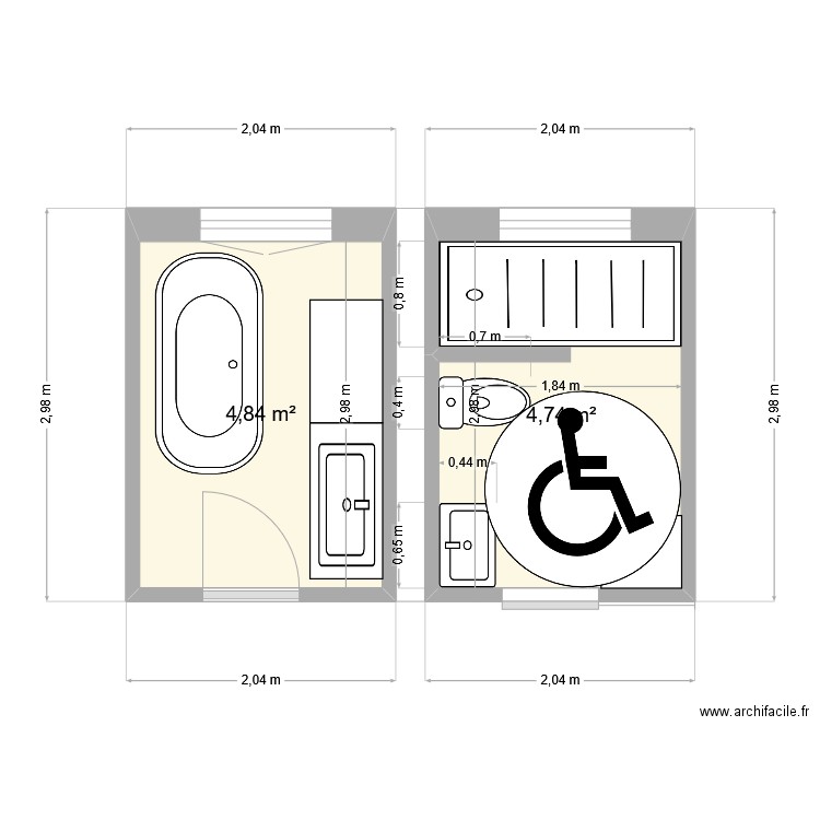 M. DUTREUX. Plan de 2 pièces et 10 m2